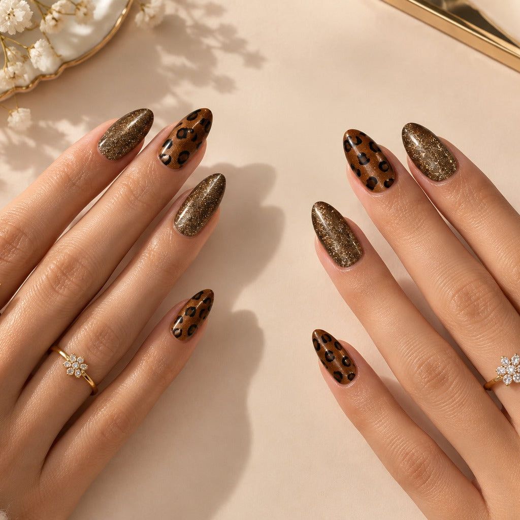 Cocoa Luxe – Brown Leopard Press-On Nails