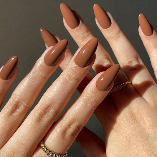 Warm brown press on nail